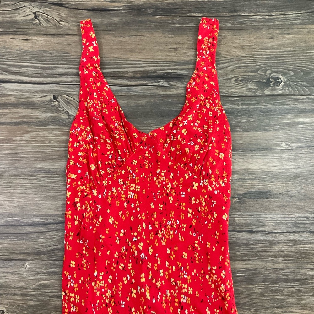 Reformation Red Floral Midi Dress - Picture 3 of 8